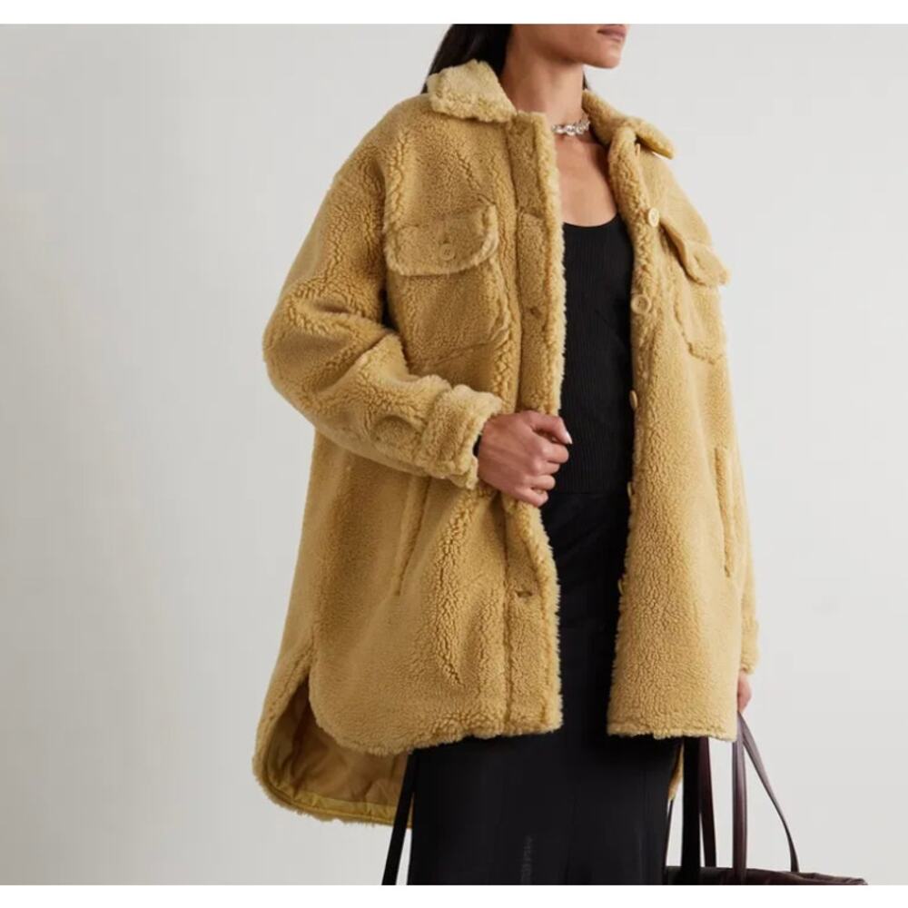 stand studio sabi faux shearling oversized teddy jacket
